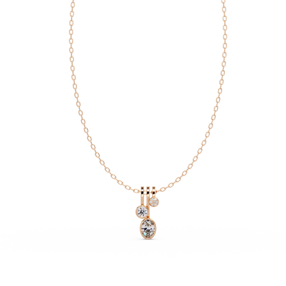 Oval & Round Cut Lab Grown Diamond Bezel Set Pendant - HIGHCARAT DIAMONDS