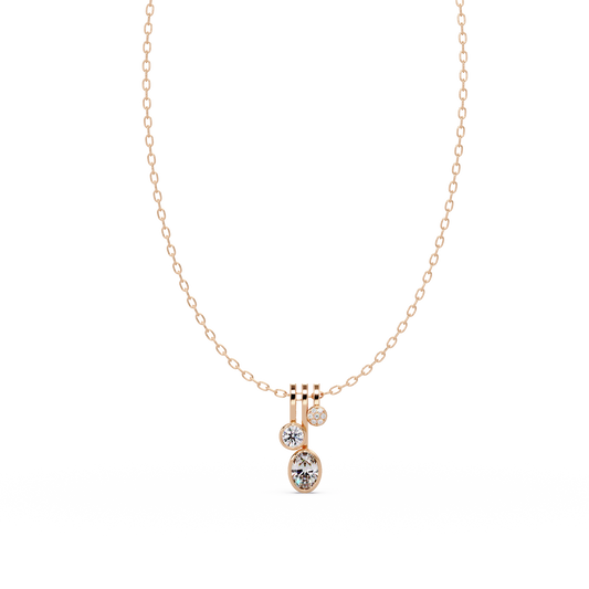 Oval & Round Cut Lab Grown Diamond Bezel Set Pendant - HIGHCARAT DIAMONDS