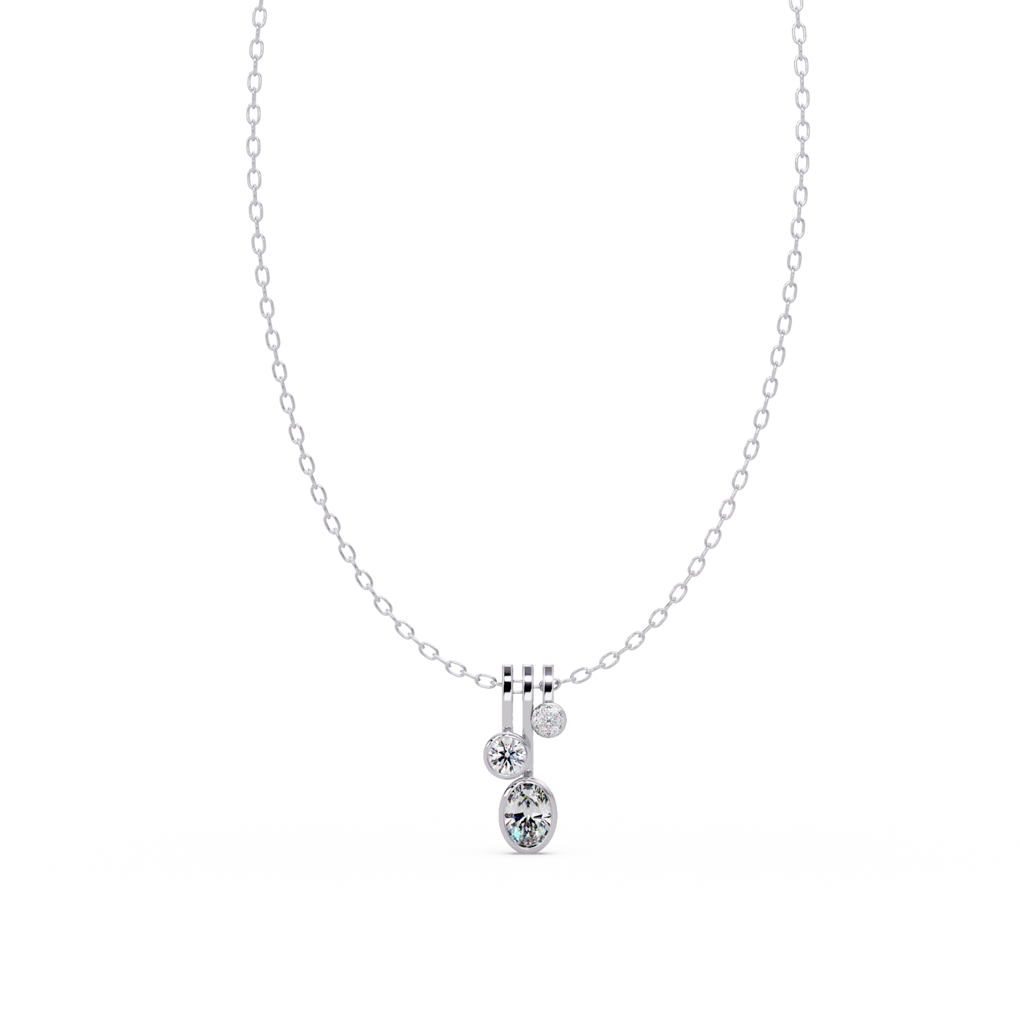 Oval & Round Cut Lab Grown Diamond Bezel Set Pendant - HIGHCARAT DIAMONDS