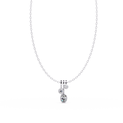 Oval & Round Cut Lab Grown Diamond Bezel Set Pendant - HIGHCARAT DIAMONDS