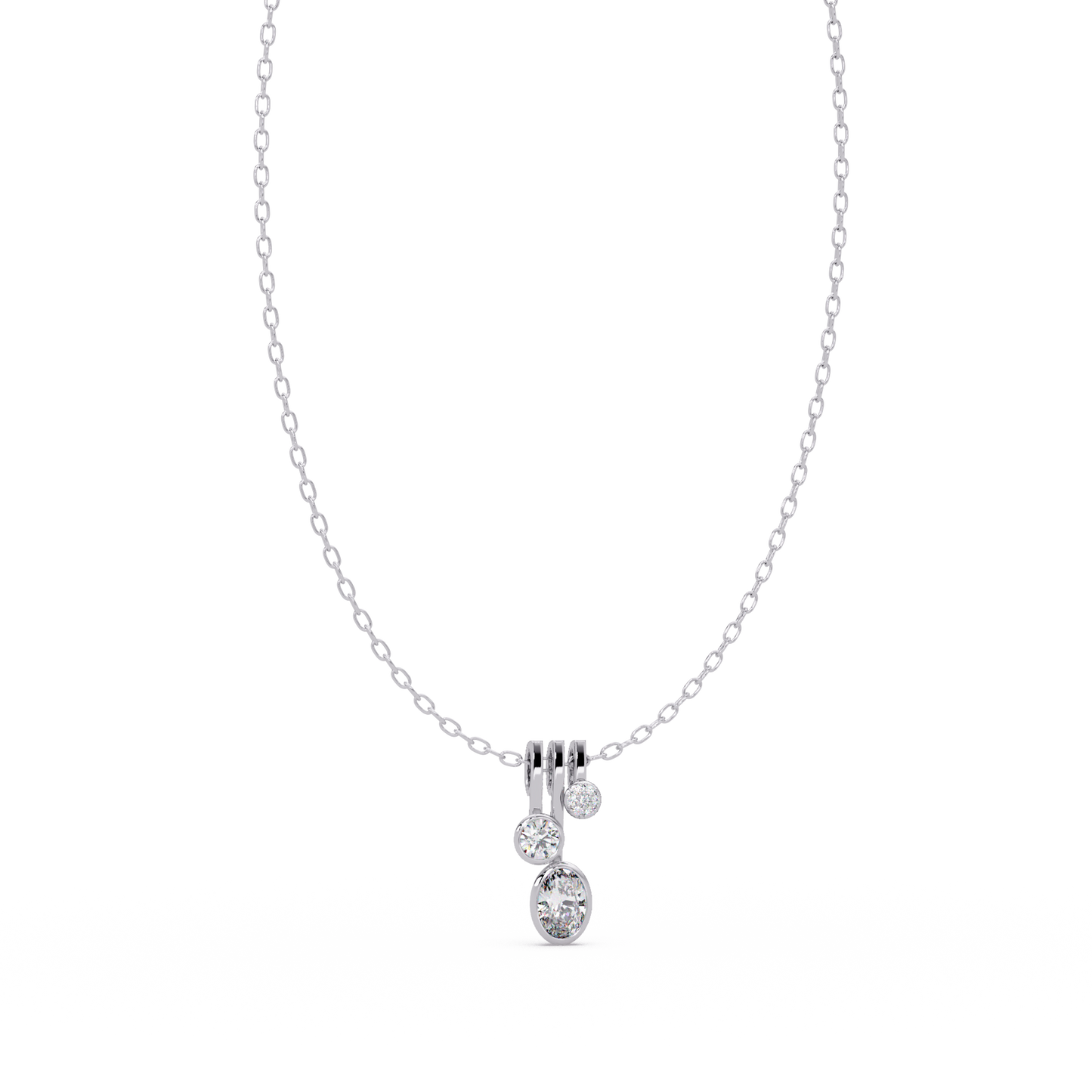 Oval & Round Cut Lab Grown Diamond Bezel Set Pendant - HIGHCARAT DIAMONDS