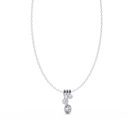 Oval & Round Cut Lab Grown Diamond Bezel Set Pendant - HIGHCARAT DIAMONDS