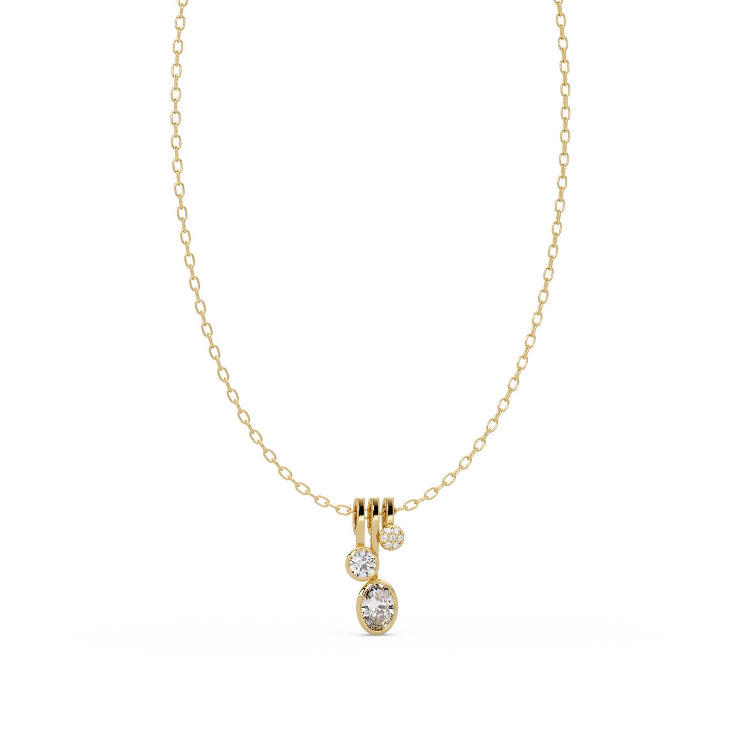 Oval & Round Cut Lab Grown Diamond Bezel Set Pendant - HIGHCARAT DIAMONDS