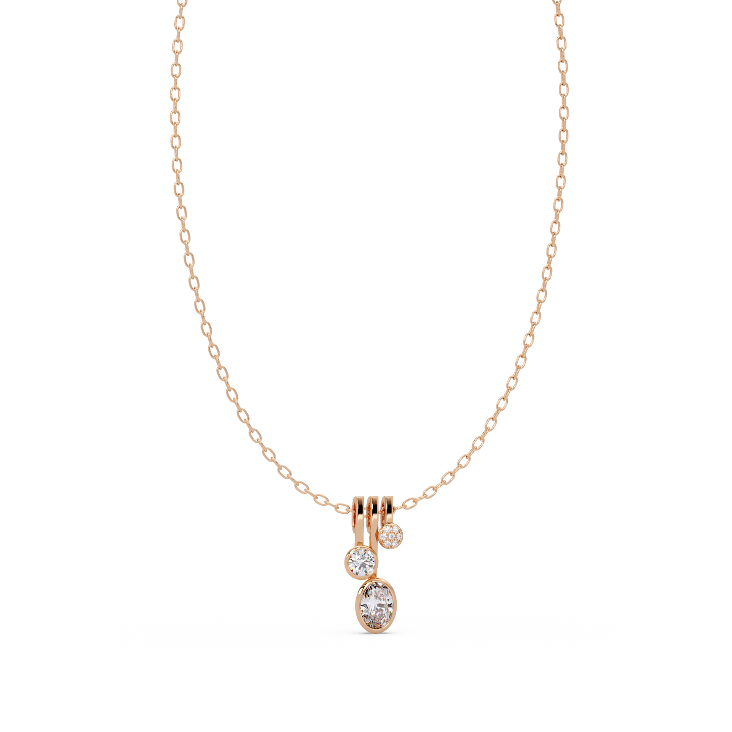 Oval & Round Cut Lab Grown Diamond Bezel Set Pendant - HIGHCARAT DIAMONDS