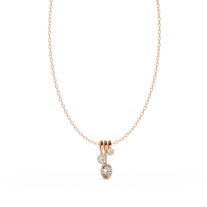 Oval & Round Cut Lab Grown Diamond Bezel Set Pendant - HIGHCARAT DIAMONDS