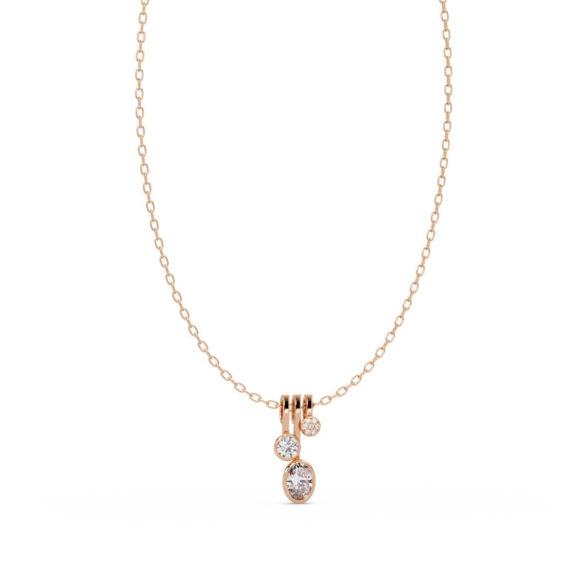 Oval & Round Cut Lab Grown Diamond Bezel Set Pendant - HIGHCARAT DIAMONDS