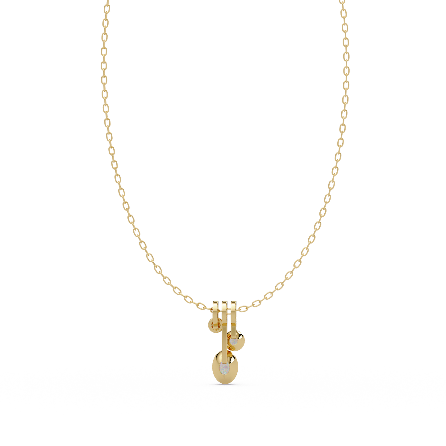 Oval & Round Cut Lab Grown Diamond Bezel Set Pendant - HIGHCARAT DIAMONDS