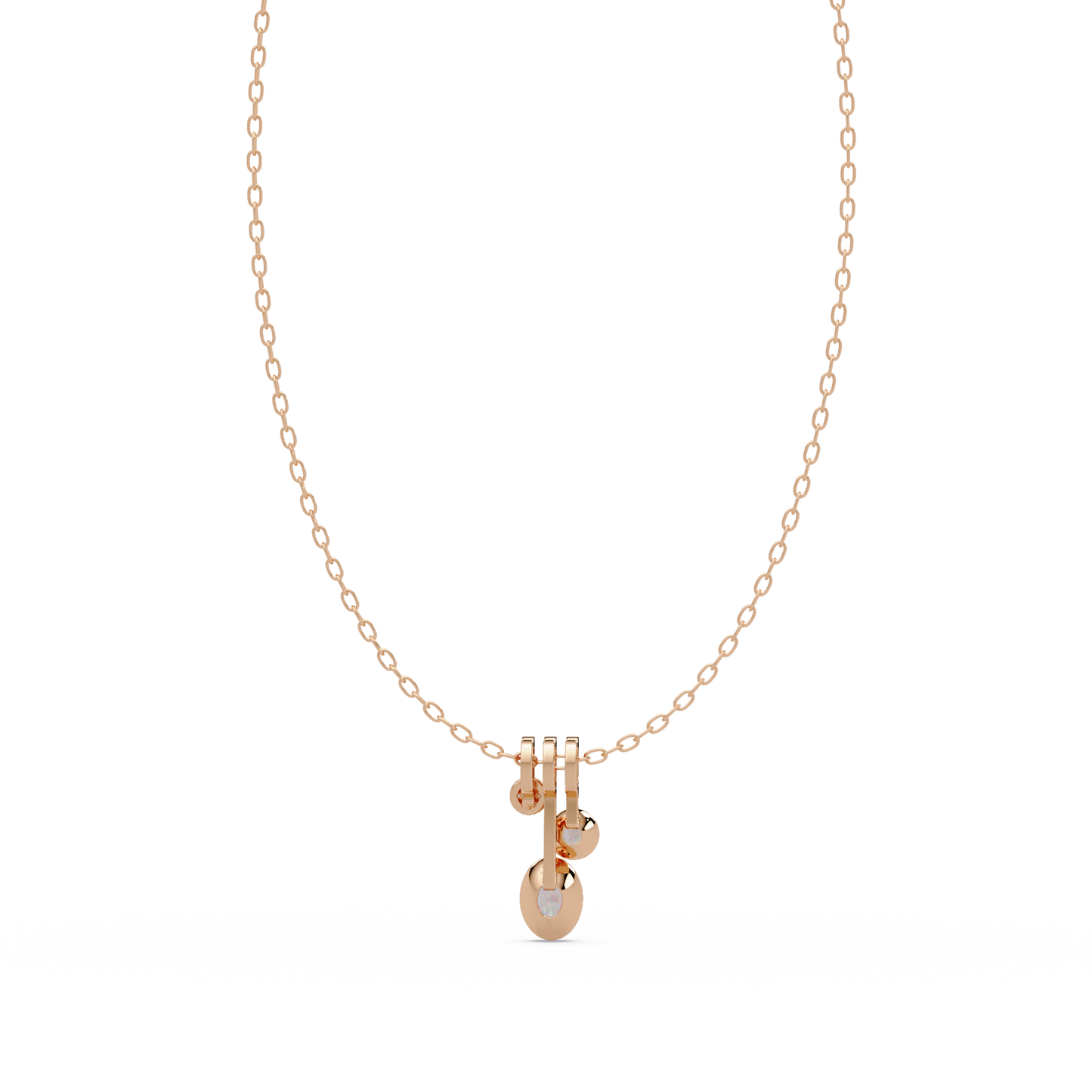 Oval & Round Cut Lab Grown Diamond Bezel Set Pendant - HIGHCARAT DIAMONDS