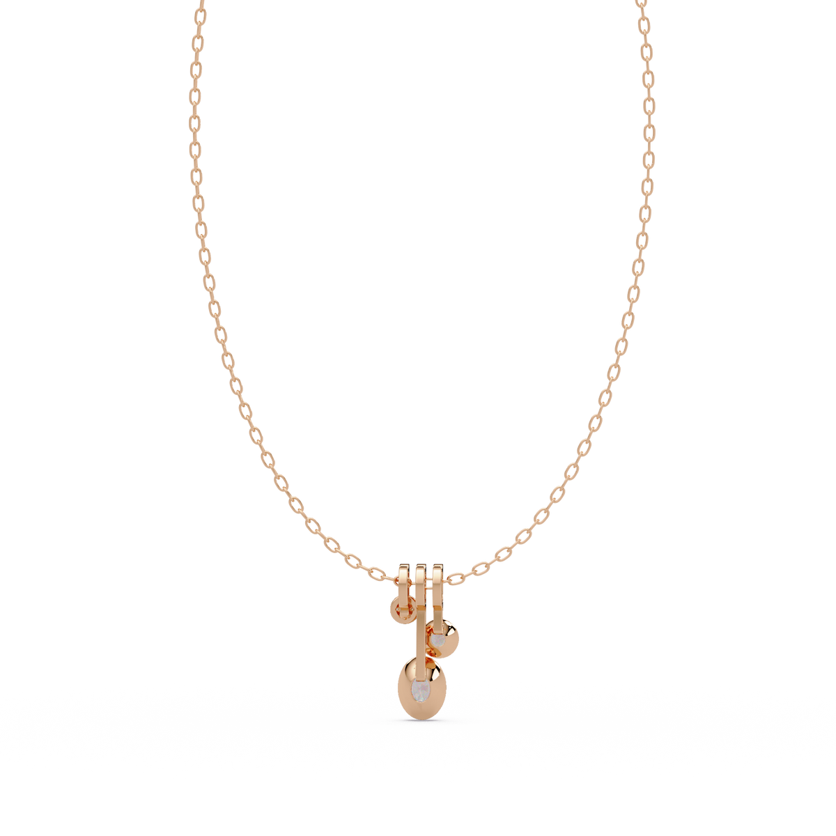 Oval & Round Cut Lab Grown Diamond Bezel Set Pendant - HIGHCARAT DIAMONDS