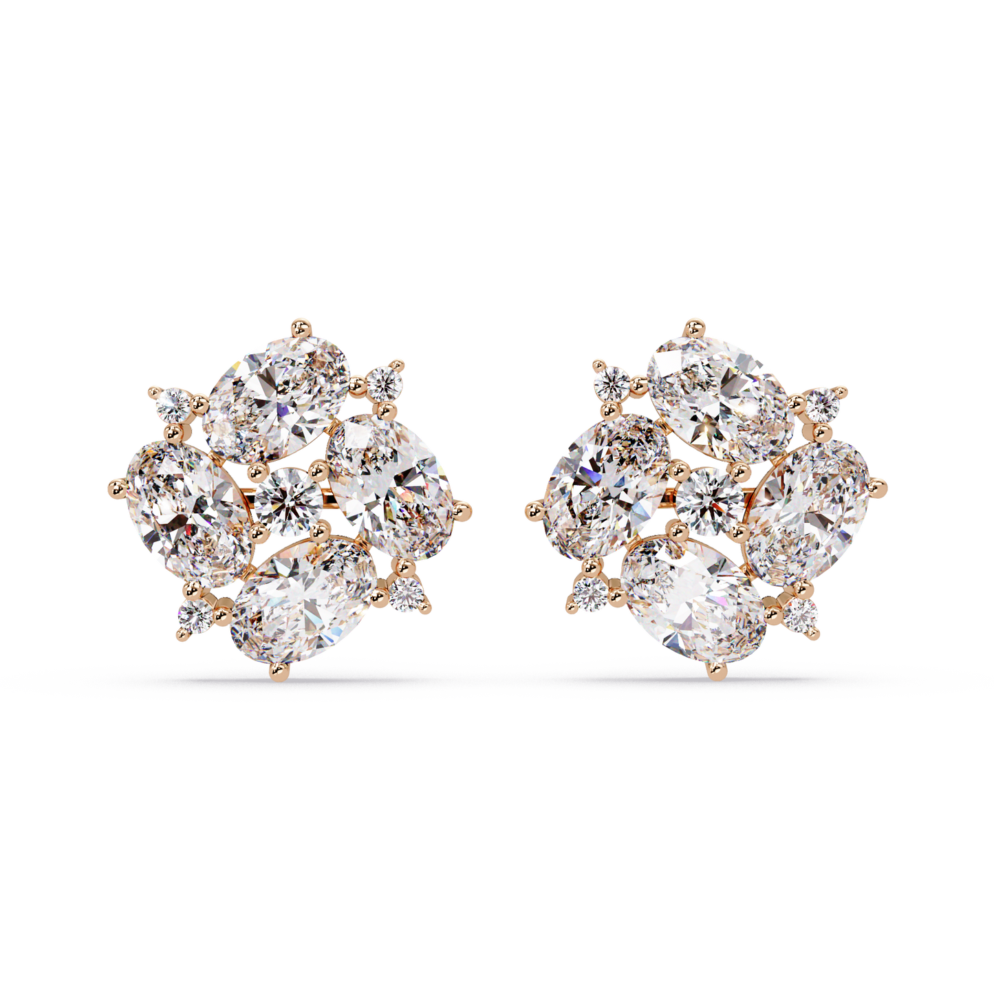 Oval & Round Cut Lab Grown Diamond Classic Stud Earring - HIGHCARAT DIAMONDS