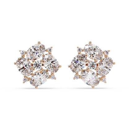 Oval & Round Cut Lab Grown Diamond Classic Stud Earring - HIGHCARAT DIAMONDS