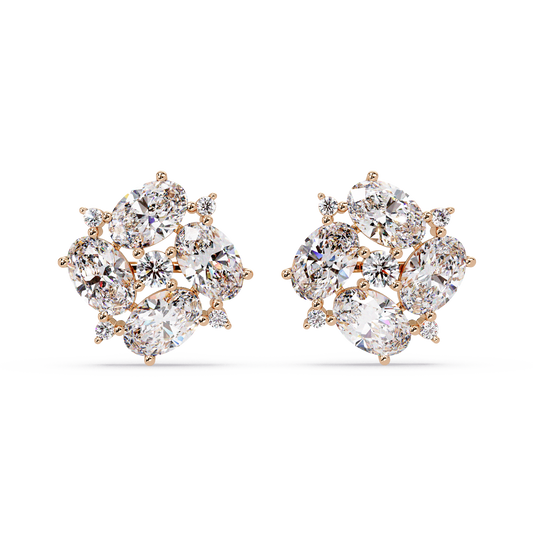 Oval & Round Cut Lab Grown Diamond Classic Stud Earring - HIGHCARAT DIAMONDS