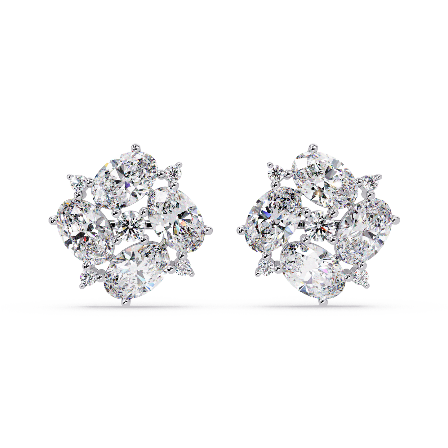 Oval & Round Cut Lab Grown Diamond Classic Stud Earring - HIGHCARAT DIAMONDS