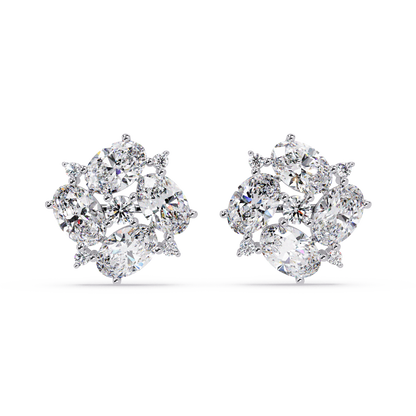 Oval & Round Cut Lab Grown Diamond Classic Stud Earring - HIGHCARAT DIAMONDS
