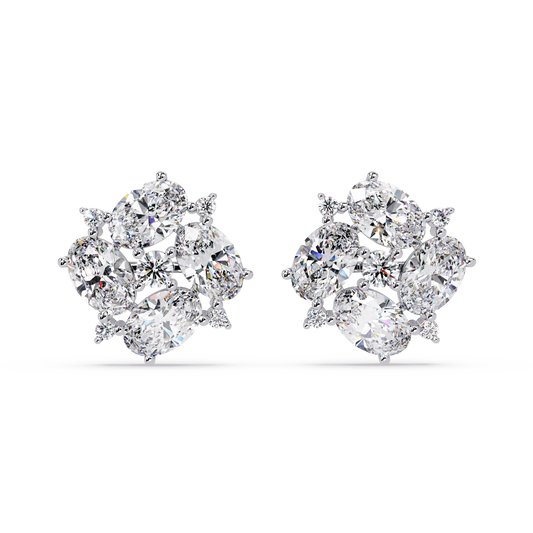 Oval & Round Cut Lab Grown Diamond Classic Stud Earring - HIGHCARAT DIAMONDS