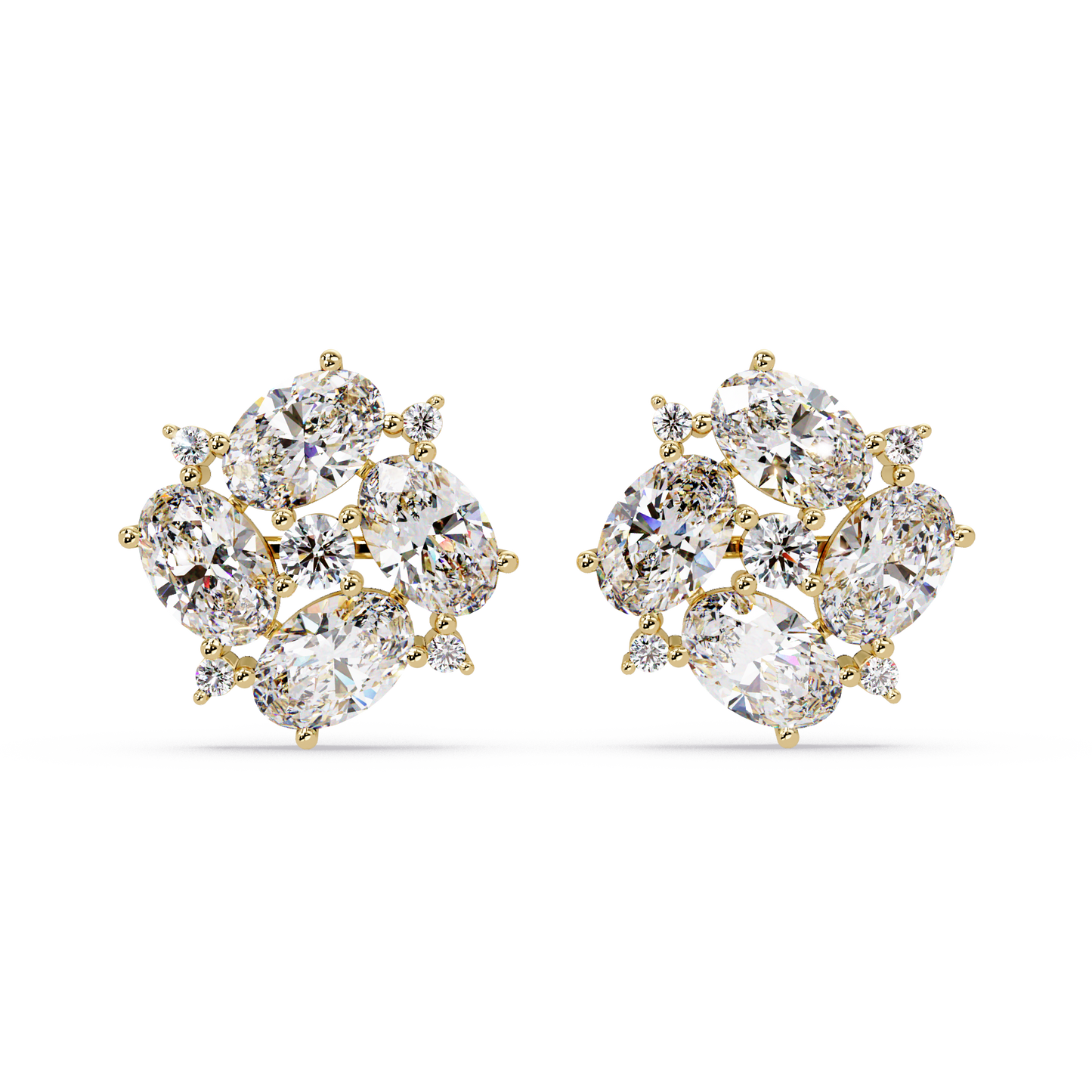 Oval & Round Cut Lab Grown Diamond Classic Stud Earring - HIGHCARAT DIAMONDS