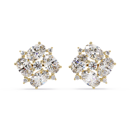 Oval & Round Cut Lab Grown Diamond Classic Stud Earring - HIGHCARAT DIAMONDS