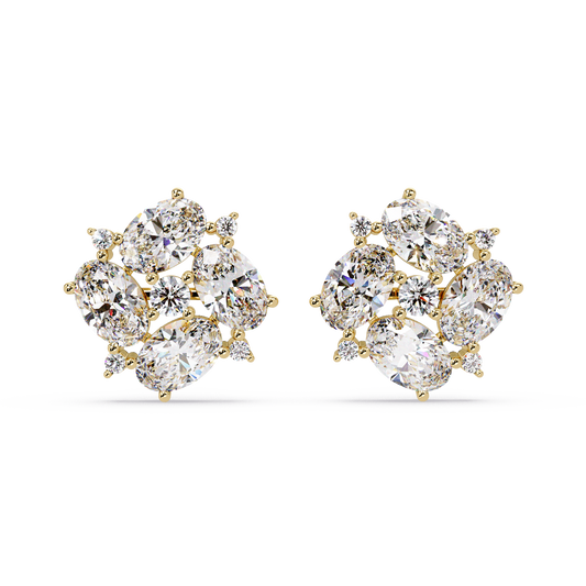 Oval & Round Cut Lab Grown Diamond Classic Stud Earring - HIGHCARAT DIAMONDS