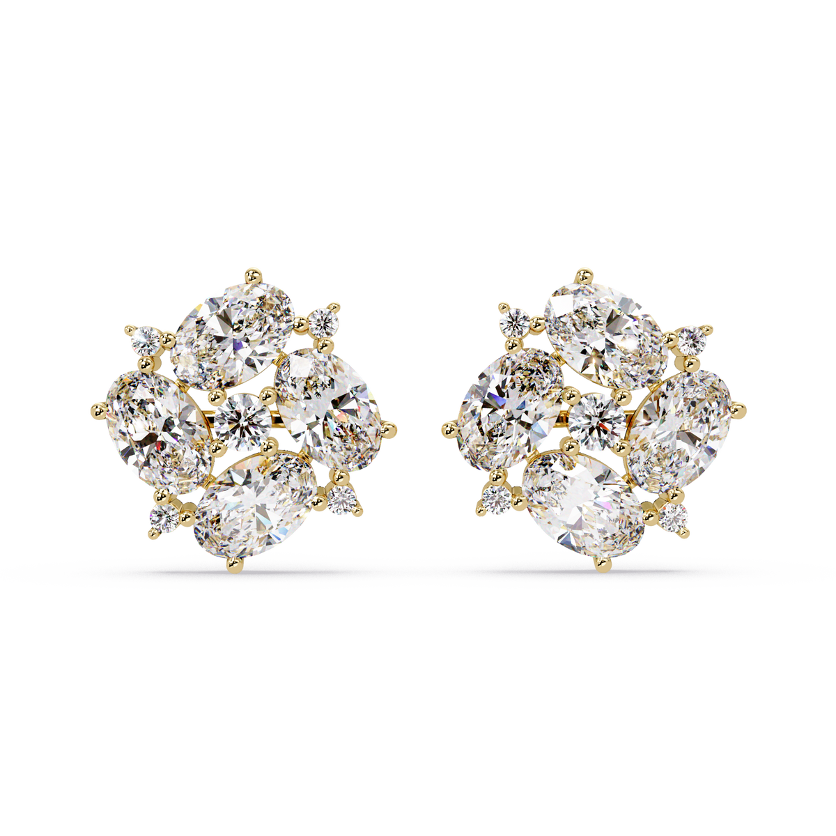 Oval & Round Cut Lab Grown Diamond Classic Stud Earring - HIGHCARAT DIAMONDS