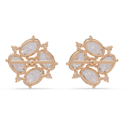 Oval & Round Cut Lab Grown Diamond Classic Stud Earring - HIGHCARAT DIAMONDS