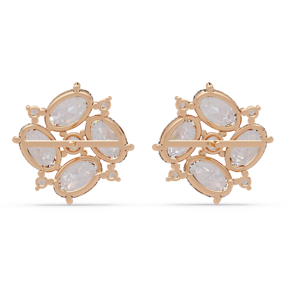 Oval & Round Cut Lab Grown Diamond Classic Stud Earring - HIGHCARAT DIAMONDS