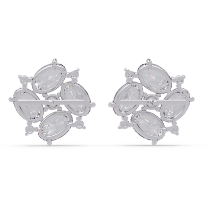 Oval & Round Cut Lab Grown Diamond Classic Stud Earring - HIGHCARAT DIAMONDS