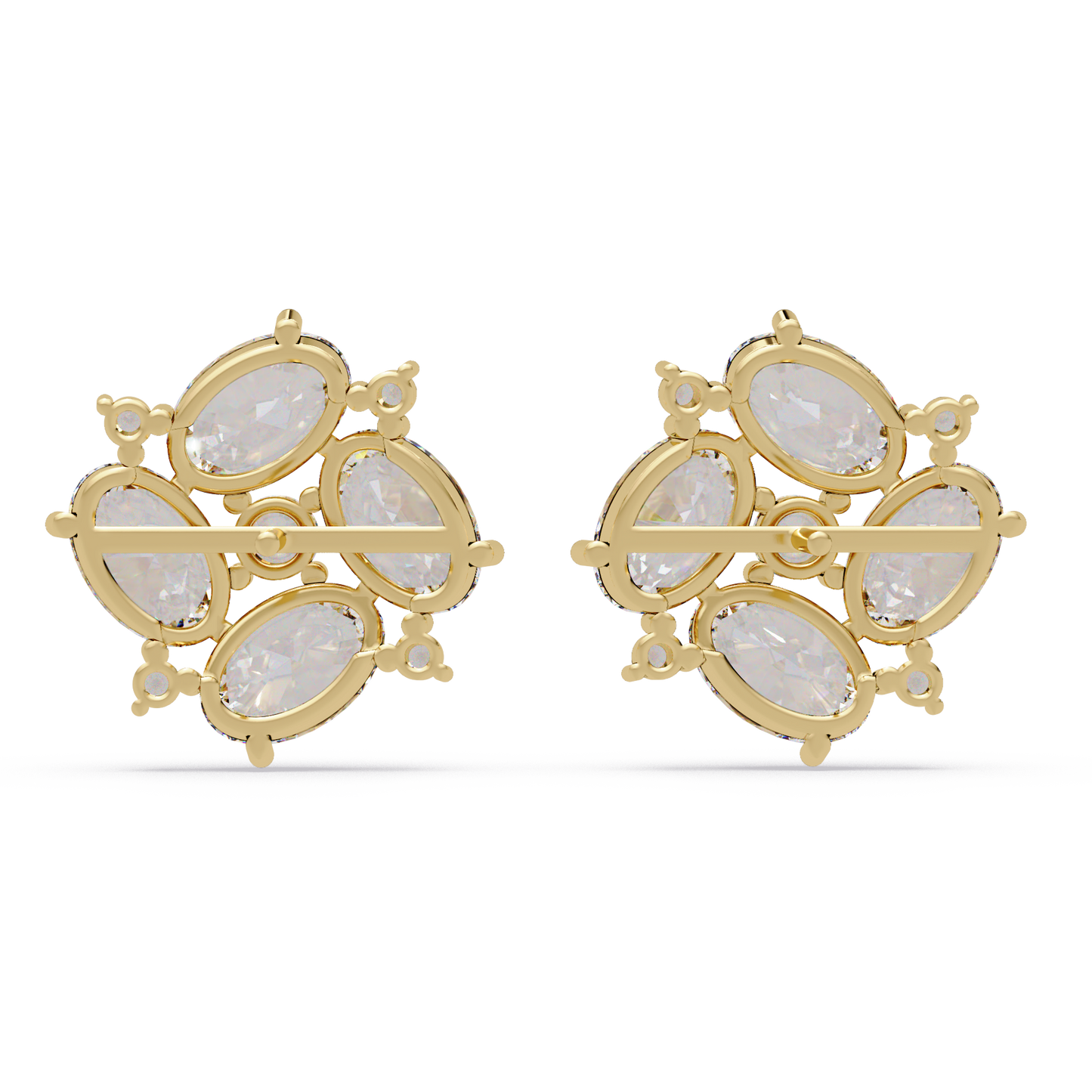 Oval & Round Cut Lab Grown Diamond Classic Stud Earring - HIGHCARAT DIAMONDS