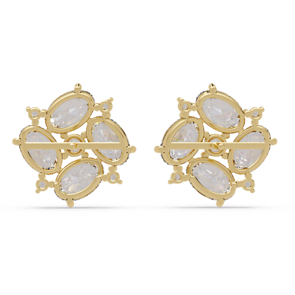 Oval & Round Cut Lab Grown Diamond Classic Stud Earring - HIGHCARAT DIAMONDS