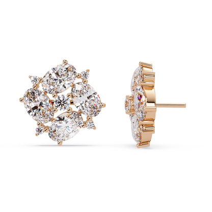 Oval & Round Cut Lab Grown Diamond Classic Stud Earring - HIGHCARAT DIAMONDS
