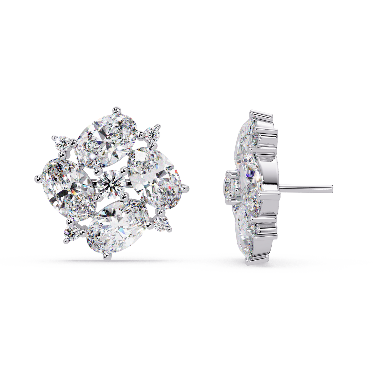 Oval & Round Cut Lab Grown Diamond Classic Stud Earring - HIGHCARAT DIAMONDS