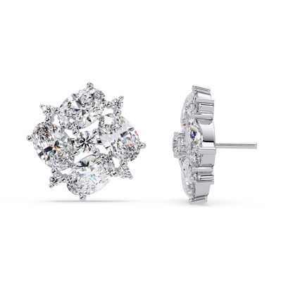 Oval & Round Cut Lab Grown Diamond Classic Stud Earring - HIGHCARAT DIAMONDS