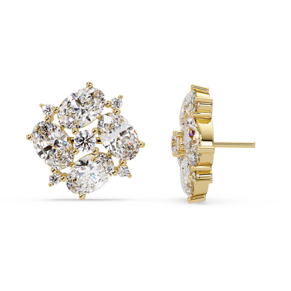 Oval & Round Cut Lab Grown Diamond Classic Stud Earring - HIGHCARAT DIAMONDS