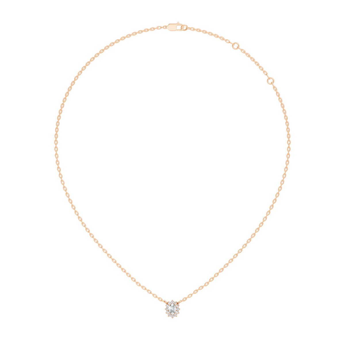 Oval Cut Diamond Pendant In 14K White Gold Halo Style Necklace Pendant For Her - HIGHCARAT DIAMONDS