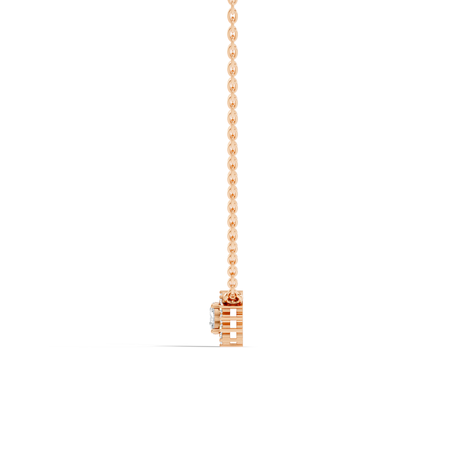 Oval Cut Diamond Pendant In 14K White Gold Halo Style Necklace Pendant For Her - HIGHCARAT DIAMONDS