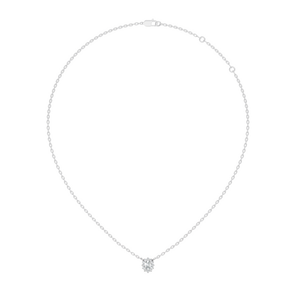 Oval Cut Diamond Pendant In 14K White Gold Halo Style Necklace Pendant For Her - HIGHCARAT DIAMONDS