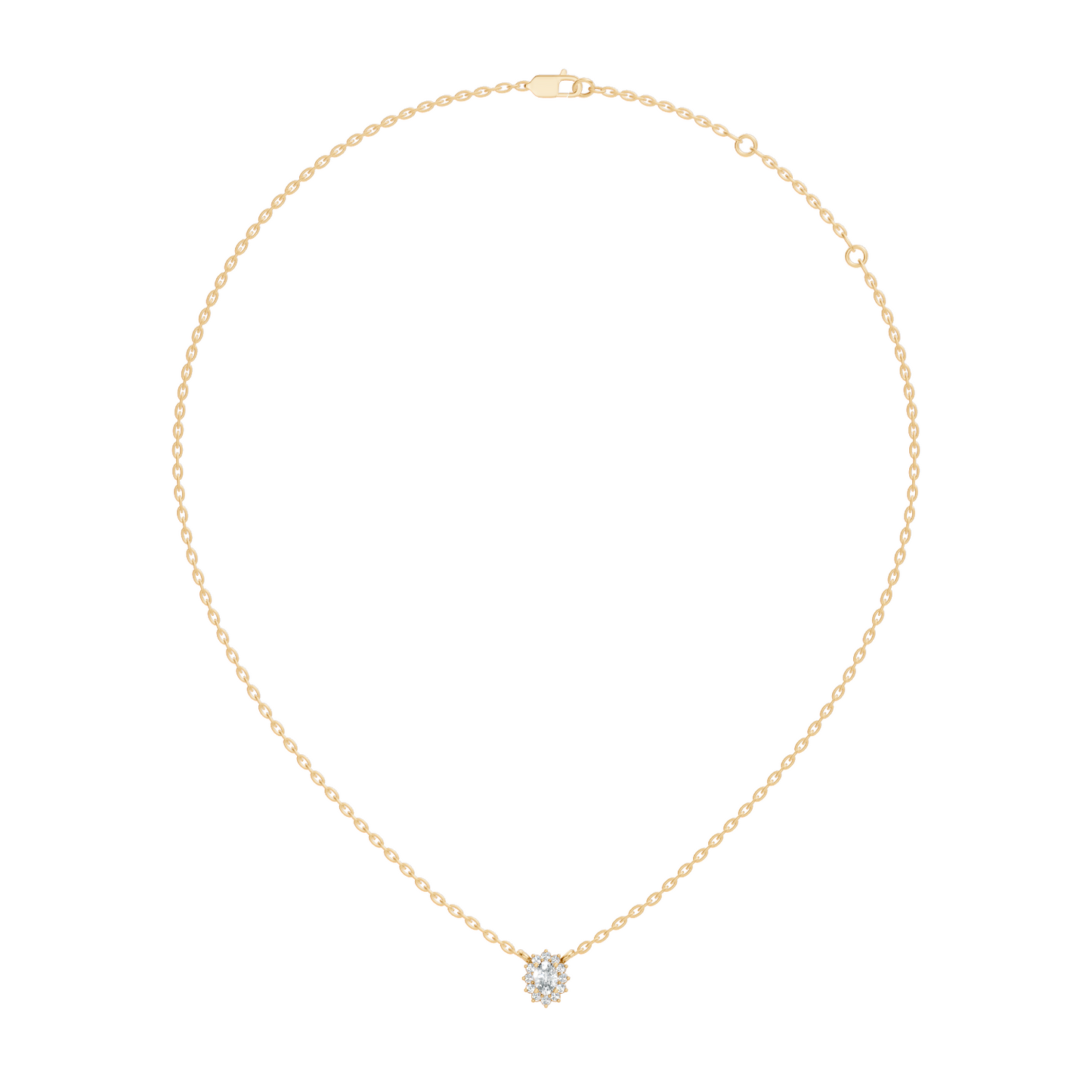 Oval Cut Diamond Pendant In 14K White Gold Halo Style Necklace Pendant For Her - HIGHCARAT DIAMONDS