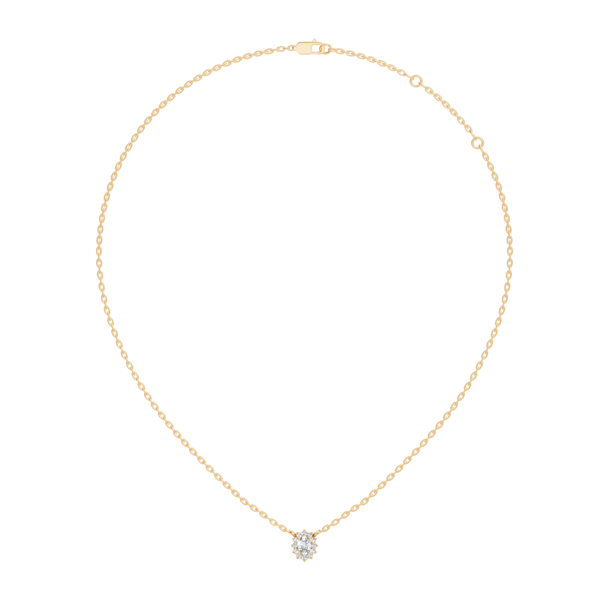 Oval Cut Diamond Pendant In 14K White Gold Halo Style Necklace Pendant For Her - HIGHCARAT DIAMONDS