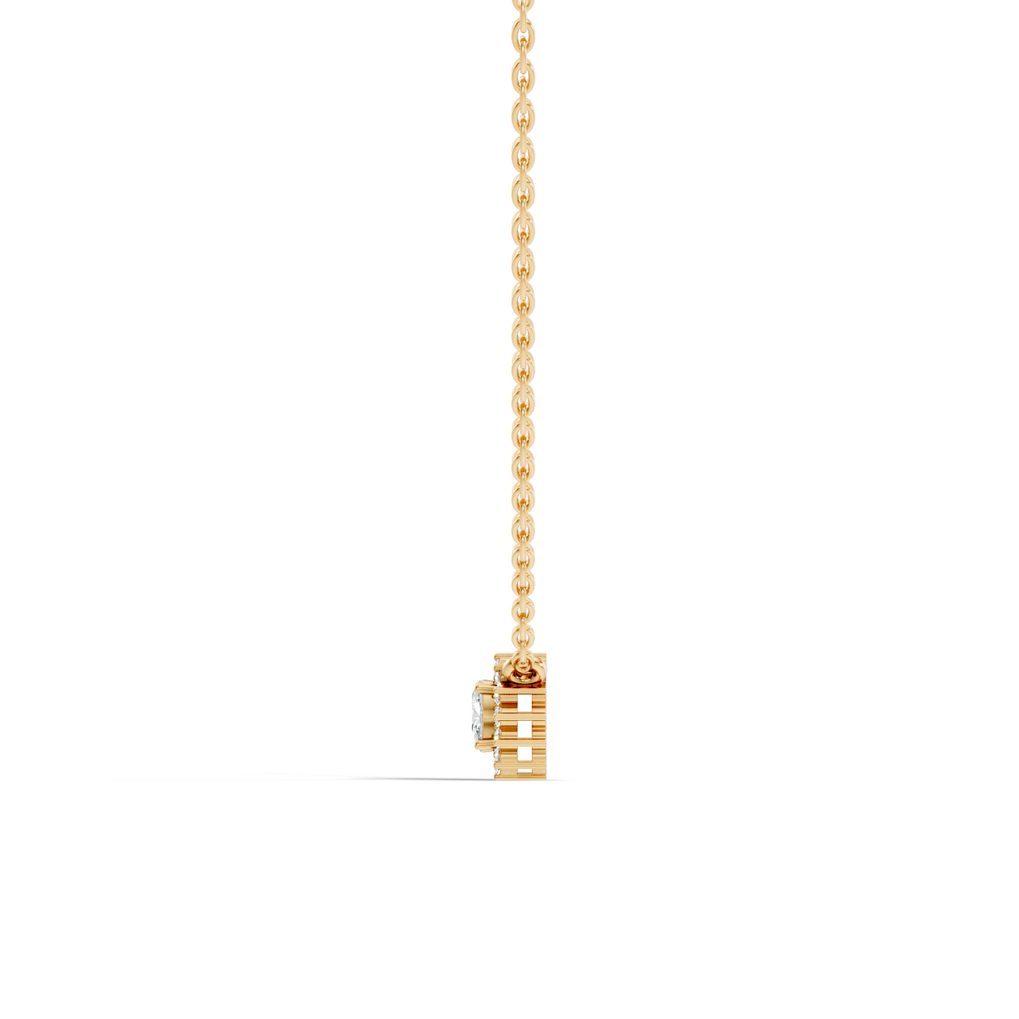 Oval Cut Diamond Pendant In 14K White Gold Halo Style Necklace Pendant For Her - HIGHCARAT DIAMONDS