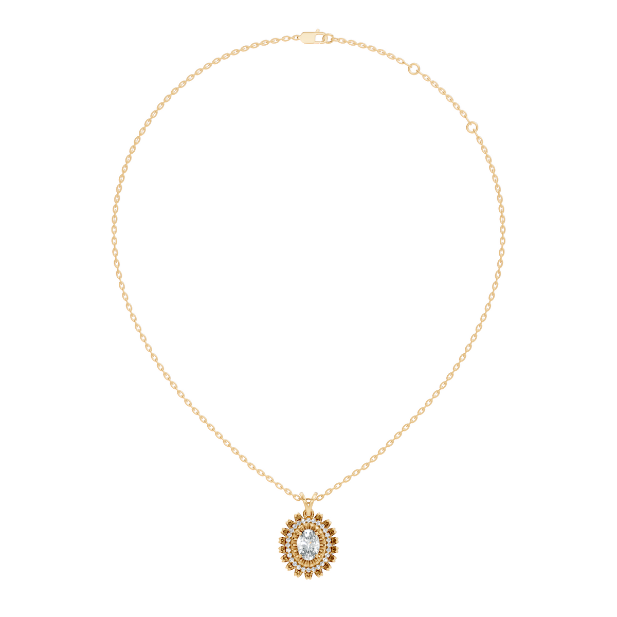 0.89 CT Round Lab-Grown Diamond Pendant In 14K Solid Yellow Gold Gift - HIGHCARAT DIAMONDS