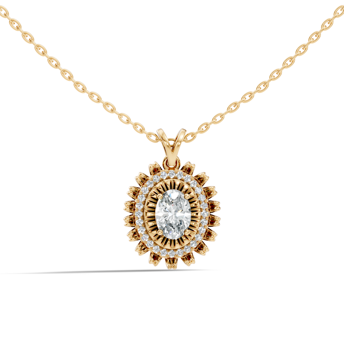 0.89 CT Round Lab-Grown Diamond Pendant In 14K Solid Yellow Gold Gift - HIGHCARAT DIAMONDS