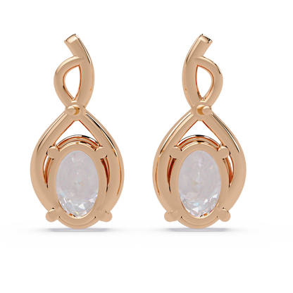 Oval & Round Cut Prong Set Lab Grown Unique Diamond Earring - HIGHCARAT DIAMONDS