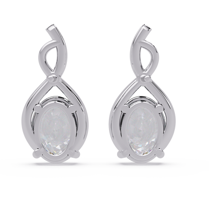 Oval & Round Cut Prong Set Lab Grown Unique Diamond Earring - HIGHCARAT DIAMONDS