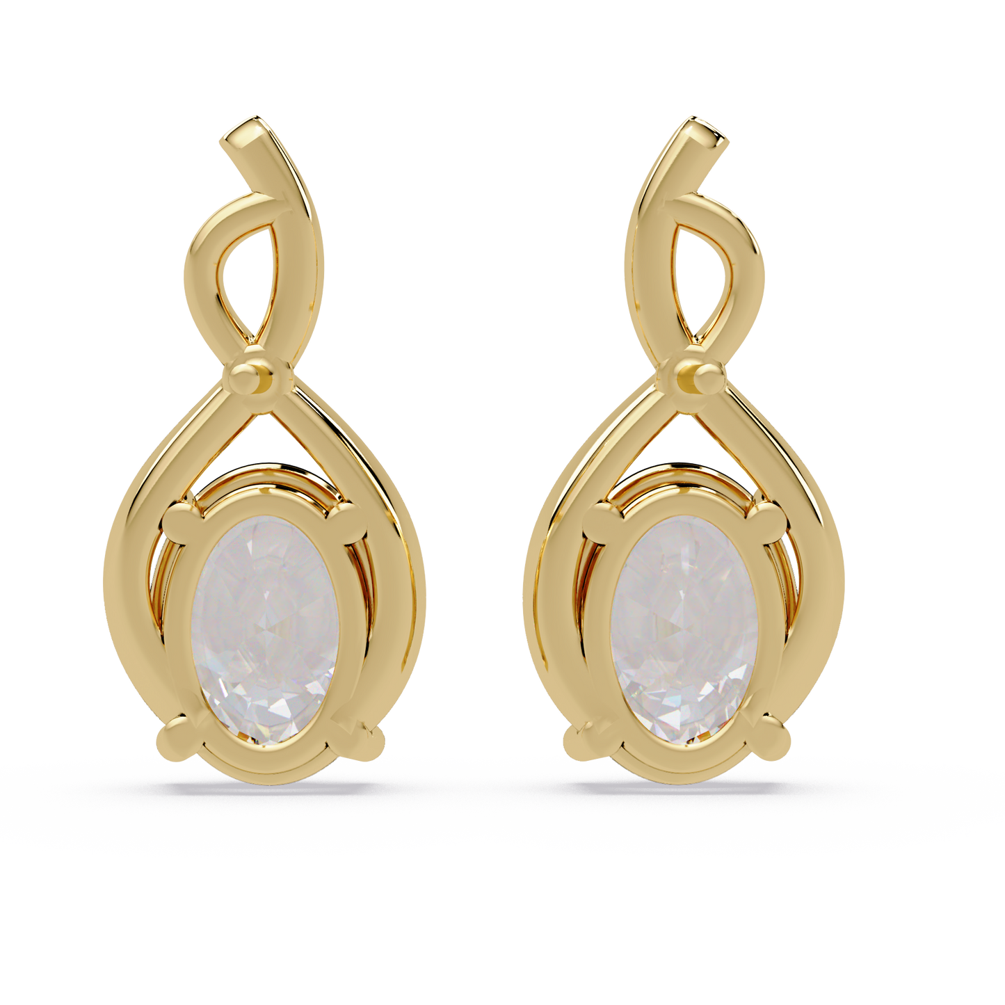 Oval & Round Cut Prong Set Lab Grown Unique Diamond Earring - HIGHCARAT DIAMONDS