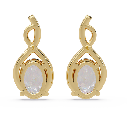 Oval & Round Cut Prong Set Lab Grown Unique Diamond Earring - HIGHCARAT DIAMONDS