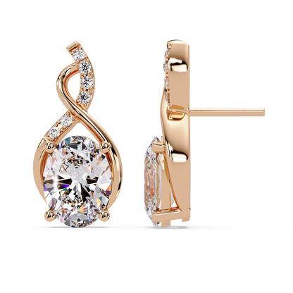 Oval & Round Cut Prong Set Lab Grown Unique Diamond Earring - HIGHCARAT DIAMONDS