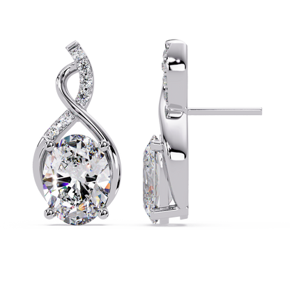Oval & Round Cut Prong Set Lab Grown Unique Diamond Earring - HIGHCARAT DIAMONDS
