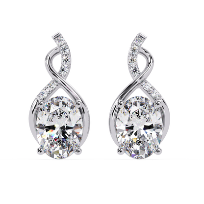 Oval & Round Cut Prong Set Lab Grown Unique Diamond Earring - HIGHCARAT DIAMONDS