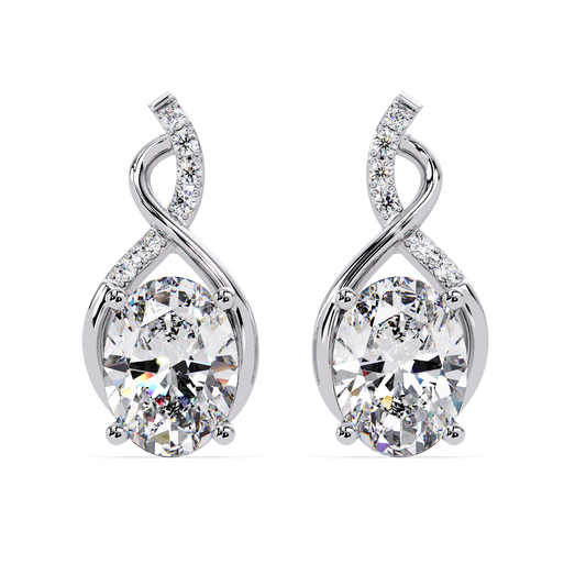 Oval & Round Cut Prong Set Lab Grown Unique Diamond Earring - HIGHCARAT DIAMONDS