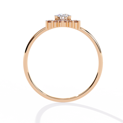 Oval And Round Cut Lab Grown Diamond Halo Solitaire Elegant Sparkling Prong Set Ring Gift For Annivrasry - HIGHCARAT DIAMONDS