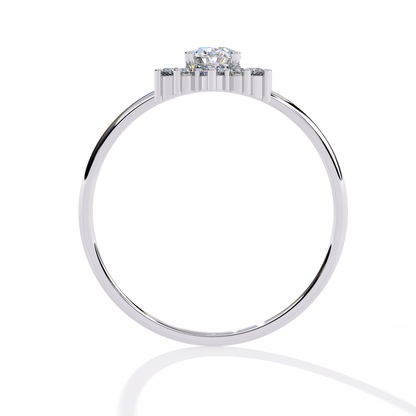 Oval And Round Cut Lab Grown Diamond Halo Solitaire Elegant Sparkling Prong Set Ring Gift For Annivrasry - HIGHCARAT DIAMONDS